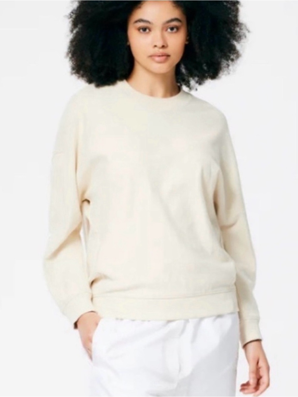 Tibi Cream Cocoon Crewneck Sweatshirt in Large